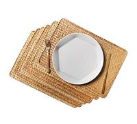 Carlgelrag Kitchen Mat Woven Placemats Set of 6,Natural Seagrass Heat Mat,Kitchen Table Mats,Dining Table Decor