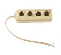 Carlgelrag RJ11 6P4C To 6P4C 4 Way Telephone Line Modular Splitter Adapter Beige
