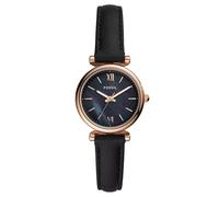Carlie Mini Three-Hand Black Leather Ladies Watch