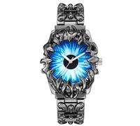 CARLIEN Gothic Claw Watch for Men - Unique Stainless Steel Wristwatch, Luminous Hands, Waterproof Quartz Movement, Futuristic Melting Style, Cool Red & Green Color Options, Blue, Fashion Unique