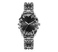 CARLIEN Gothic Claw Watch for Men - Unique Stainless Steel Wristwatch, Luminous Hands, Waterproof Quartz Movement, Futuristic Melting Style, Cool Red & Green Color Options, Black, Fashion Unique