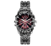 CARLIEN Gothic Claw Watch for Men - Unique Stainless Steel Wristwatch, Luminous Hands, Waterproof Quartz Movement, Futuristic Melting Style, Cool Red & Green Color Options, Red B, Fashion Unique