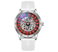 CARLIEN Men's Automatic Game Watch with Skeleton Hollow Mechanical Waterproof Luminous Stainless Steel Bracelet Automatic Casualty Roulette Business Casual