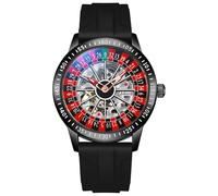 CARLIEN Men's Automatic Game Watch with Skeleton Hollow Mechanical Waterproof Luminous Stainless Steel Bracelet Automatic Casualty Roulette Business Casual