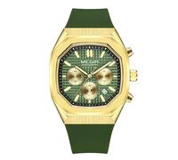 CARLIEN Men's Fashion Sports Outdoor Multifunction Chronograph Octagonal Quartz Watch Silicone Strap Military Luminous Waterproof Calendar Wristwatch, Green, Fashion, Sport, Luxury