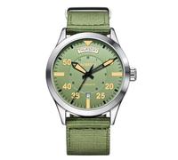 CARLIEN Men's Military Automatic Mechanical Nylon Strap Watch Arabic Numerals Army Tactical Waterproof Date Week Display Outdoor Wristwatch, Army Green, Fashion, Business, Classic, Simple