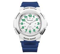 CARLIEN Unisex Fashion Simple Arabic Numerals Analog Quartz Watch for Women Men 7 Colors LED Backlight Shock-Resistant TPU Strap Nurse Work Wristwatch 50M Waterproof, White Blue, Fashion, Simple