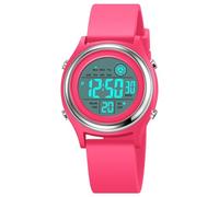 carlien Womens Digital Watches LED Screen Silicone Strap Watch Military Multifunction Waterproof Alarm Stopwatch LED Backlight Outdoor Sports Watch, D Rose Red, Fashion