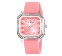 CARLIEN Womens Fashion Cute Jelly Transparent Quartz Watch Soft Silicone Strap Clear Easy Reader Waterproof Casual Lightweight Sport Wristwatch, Coral Pink, Fashion, Simple, Casual