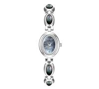 CARLIEN Womens Luxury Dainty Gold Silver Pearl Arabic Numerals Oval Quartz Watch Easy-to-Read Waterproof Elegant Dress Bracelet Wristwatch, Silver Black, Fashion, Vintage, Luxury