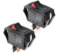 Carling Technologies Curvette Rocker Switch RA901-VB-B-9-V | SPST ON-Off | 10A 250VAC / 16A 125VAC | Black/Red Actuator | Pack of 2