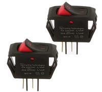 Carling Technologies Super Curvette Rocker Switch RSCA201-VB-B-9-V | SPST ON-Off | 15A 250VAC / 20A 125VAC | Black/Red Actuator | Pack of 2