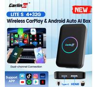 CarlinKit Mini Wireless Carplay TV Box 4+32G 5 in 1 Android Auto Wireless AI Box HD Display CarPlay Adapter for Youtube Neflix 2026 NEW 2GB 16GB