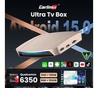 CarlinKit Ultra box Android 15.0 SM6350 Tv Box CarPlay Wireless Android Auto Wireless Adapter Support Youtube Netfilx IPTV GNSS 8GB RAM 128GB ROM Ultra Box