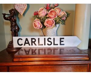 Carlisle Aged Basic Old Style British Road Sign Cumbria