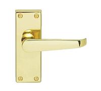 Carlisle Brass CBV31/BP - Victorian Straight Door Handles Lever Latch Set Polished Brass for Interior Doors 118x42mm Plate