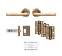 Carlisle Brass Faro Ulitmate Door Pack - Includes Pair of Handles, 3 Hinges and a 3" Latch in Antique Brass