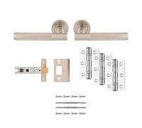 Carlisle Brass Faro Ulitmate Door Pack - Includes Pair of Handles, 3 Hinges and a 3" Latch in Satin Nickel