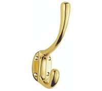 Carlisle Brass Heavy Industrial Victorian Style Hat & Coat Hook, Polished Brass, 100% Brass, Wall Mount, 1 Hook