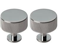 Carlisle Brass Knurled Cabinet Radio Knob,Polished Chrome,FTD703 (Pack of 2)