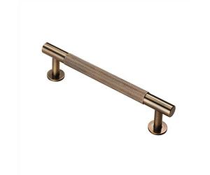 Carlisle Brass Knurled Pull Handle - 128mm Antique Brass Cupboard & Drawer Handle - Antique Brass