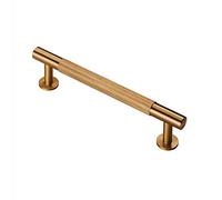 Carlisle Brass Knurled Pull Handle - 128mm Antique Brass Cupboard & Drawer Handle - Satin Brass