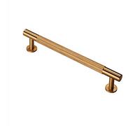 Carlisle Brass Knurled Pull Handle - 160mm Antique Brass Cupboard & Drawer Handle - Satin Brass