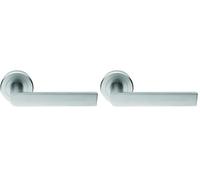 Carlisle Brass Serozzetta Edge Lever on Concealed Fix Round Rose - Modern Internal Door Handles, Satin Chrome Finish - Chrome Door Handles Internal, 10L x 0.8W Centimetres (Pack of 2)