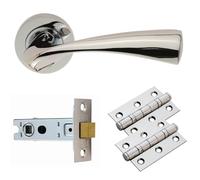 Carlisle Brass Sintra Premium Door Handle Set, Chrome Lever on Rose, Concealed Fix, Ball Bearing Hinges, Tubular Latch, Traditional Style, Indoor Use, 12.5 x 5.5 x 25.0 cm, Model # GK007CP/INTB