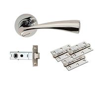 Carlisle Brass Sintra Ultimate Door Pack - Includes Pair of Handles, 3 Hinges and a 3" Latch ion Polished Chrome