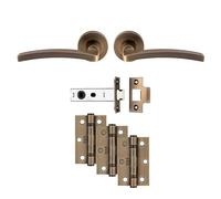 Carlisle Brass TAVIRA Latch Pack - Ultimate Door Pack with Matt Black & Antique Brass Finish, Metal, Brass, 100%, Size 12.4 cm x 6.9 cm