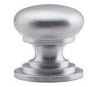 Carlisle Brass Victorian Cabinet Knob 50mm - Solid Brass Kitchen Cupboard Handles with Satin Chrome Finish - Suitable as Cupboard Handles, Drawer Knobs, Wardrobe & Door Grip