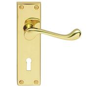 Carlisle Brass Victorian Scroll Lever on Backplate - Traditional Internal Door Handles, Gold Chrome Finish - Chrome Door Handles Internal, Lock 57 mm, DL54 C/C, 15 x 4.3 Centimeres