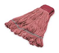 Carlisle FoodService Products Flo-Pac Loop-Ended Mop Head with 5 Inch Band, Color Coded Synthetic Cotton Blend, Red
