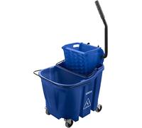 Carlisle FoodService Products Omnifit Mop Bucket with Side Press Wringer and Soiled Water Insert for Floor Cleaning, Kitchens, Restaurants, And Janitorial Use, Polypropylene (Pp), 35 Quarts, Blue