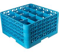 Carlisle FoodService Products RG16-414 16 Compartment Glass Rack with 4 Extenders, Polypropylene, Carlisle Blue