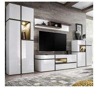 carlisle high gloss living room furniture set in white with led
