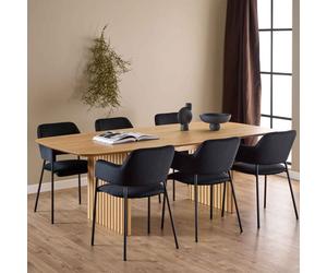 carlisle oak wooden dining table with laconia 6 chairs in black