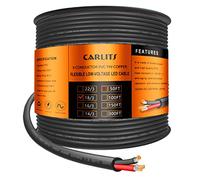 CARLITS 18 Gauge 3 Conductor 3x0.8mm² Electrical Wire, 50FT/15.24M Black Stranded Low Voltage 18/3 Cable PVC Case, Flexible Extension Power Cord for LED Lamp
