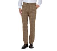 Carlo Tweed Check Tailored Fit Trousers Smart Casual Style XPOSED Brown 40