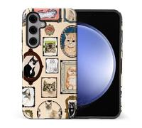 CARLOCA Case for Samsung Galaxy S24 FE,Vintage Cat Animal Pet Lover Collage Design Hybrid Dual Protection Soft TPU + Hard PC,Shockproof Anti-Scratch Cover Men Women Stylish Protective Phone Case