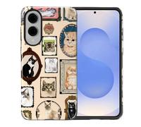 CARLOCA Case for Samsung Galaxy S25 Edge,Vintage Cat Animal Pet Lover Collage Design Hybrid Dual Protection Soft TPU + Hard PC,Shockproof Anti-Scratch Cover Men Women Stylish Protective Phone Case
