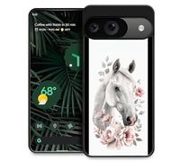 CARLOCA Compatible with Google Pixel 10 Pro XL Case,for Girl Fashion Graphic Design Shockproof Anti-Scratch Drop Protection Case for Google Pixel 10 Pro XL White Horse Pink Flower Cases