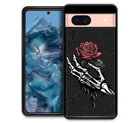 CARLOCA Compatible with Google Pixel 8A Case,Skeleton Finger Rose Google Pixel 8A Cases for Girl,Fashion Graphic Design Shockproof Anti-Scratch Drop Protection Case for Google Pixel 8A