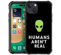 CARLOCA Compatible with iPhone 14 Case, Design for Girl Shockproof Anti-Scratch Hard PC Back Case Fashion Pattern Green Alien Humans are Not Real