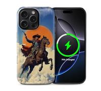 CARLOCA Compatible with iPhone 16 Pro Max Cases 2-in-1 Glossy Silicone Hard Pc for MagSafe Provides Comprehensive Protection for iPhone 16 Pro Max with Cowboy Running Cool Pose Design