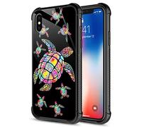 CARLOCA Compatible with iPhone XR Case, Rainbow Turtle Family iPhone XR Case, TPU & Polycarbonate, Anti-Slip & Edge Protection