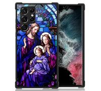 CARLOCA Compatible with Samsung Galaxy S22 Ultra Case, Purple Virgin Jesus Churches Pattern for Girl Ultra Protection Shockproof Soft Silicone TPU Non-Slip Back