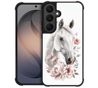 CARLOCA Compatible with Samsung Galaxy S26 FE Case,for Girl Fashion Graphic Design Shockproof Anti-Scratch Drop Protection Case for Samsung Galaxy S26 FE White Horse Pink Flower Cases