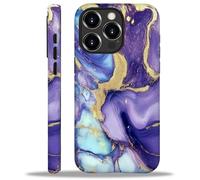 CARLOCA for iPhone 14 Pro Max Compatible with Magsafe Full Body Protective Glossy Case, for Girl Boy Shockproof Magnetic Charge Esthetics Pattern Alcohol Ink Purple Golden Marble